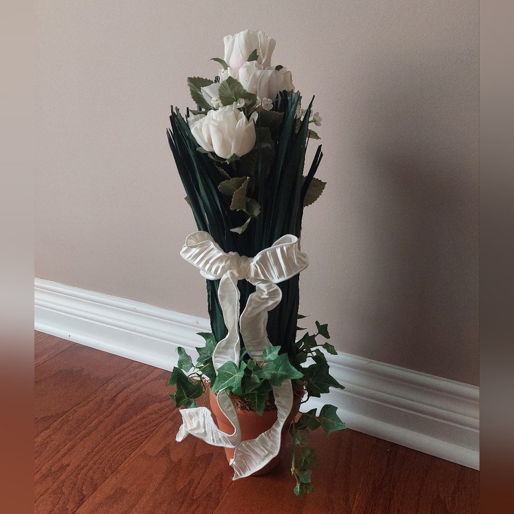 Elevate your Tablescape with Faux Elegant Greens and White Roses
